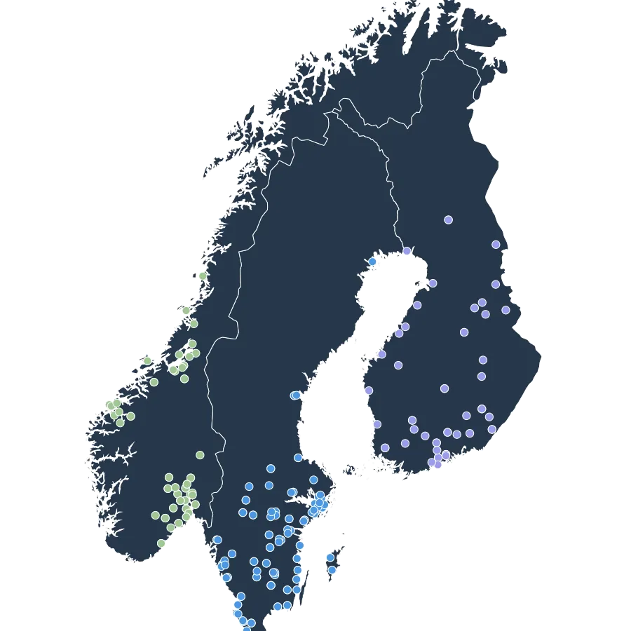 Map of Norway, Sweden and Finland